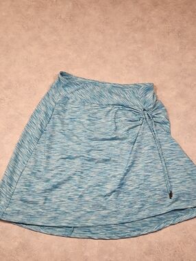Women's Light Blue Heather Skater Skirt with Side Drawstring